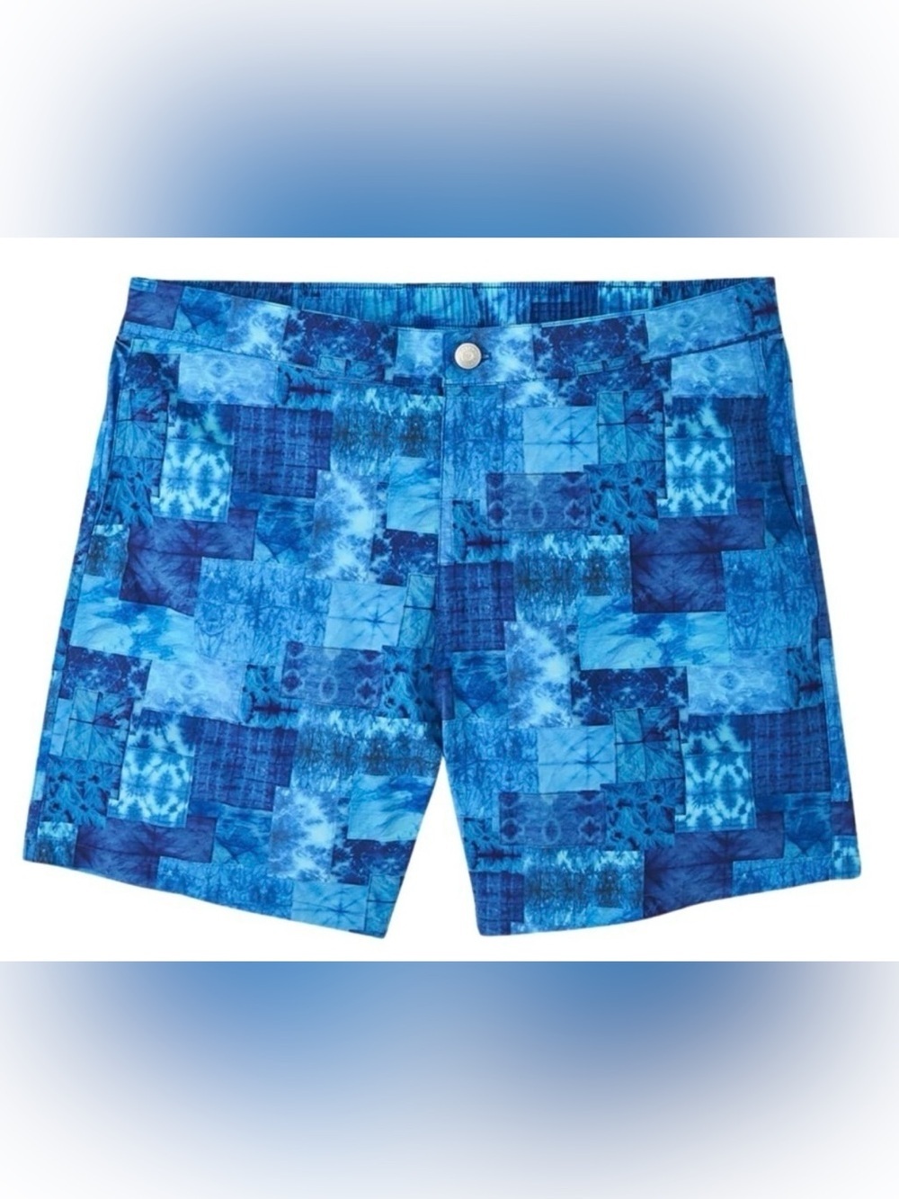 Peter Millar Crown Crafted Shibori Patchwork Swim Trunk Blue XL NWT Retail $110
